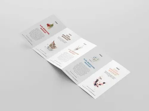 五折页DL传单折页设计展示样机PSD模板 5xDL leaflet mockup 样机模版