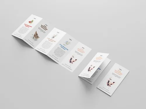 五折页DL传单折页设计展示样机PSD模板 5xDL leaflet mockup