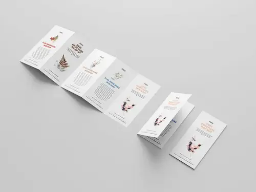 五折页DL传单折页设计展示样机PSD模板 5xDL leaflet mockup 样机模版