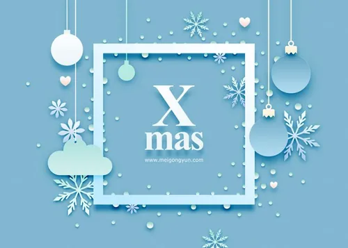 冬季剪纸贴画风格PSD海报Paper-Cut in winter