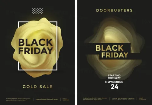 黑色星期五黑金销售抽象海报/传单设计矢量素材
