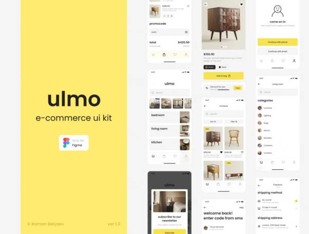 简约电商手机店铺移动APP界面UI素材 Ulmo E-Commerce