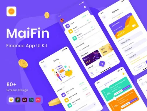 记账簿金融理财随手记业务移动APP界面UI素材 MaiFin - Fi