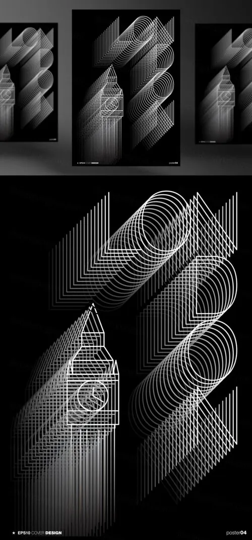 矩阵字体创意海报矢量模板