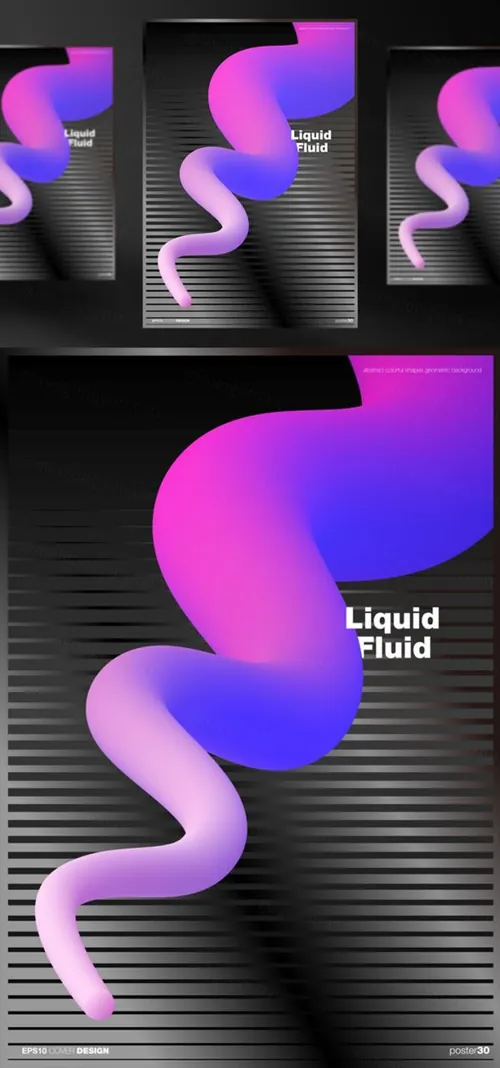 创意抽象高档渐变流体球波浪创意矢量海报模板