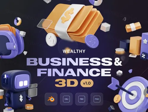 高质量银行商业金融支付业务主题3D插画素材合辑 Wealth