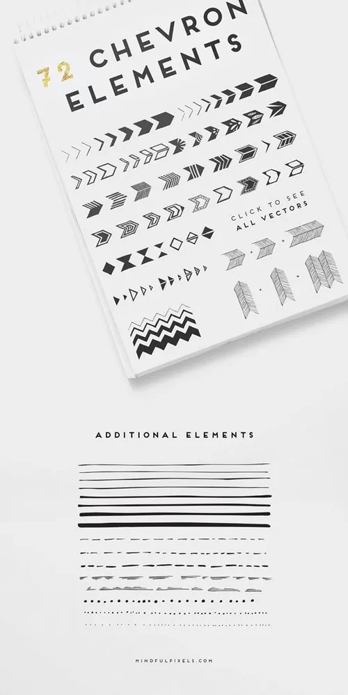 矢量手绘燕尾形V形雪佛龙插画素材 60-Retro-Vint