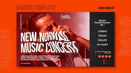 摇滚重金属音乐会演唱会活动宣传海报PSD模板 New normal music posts template