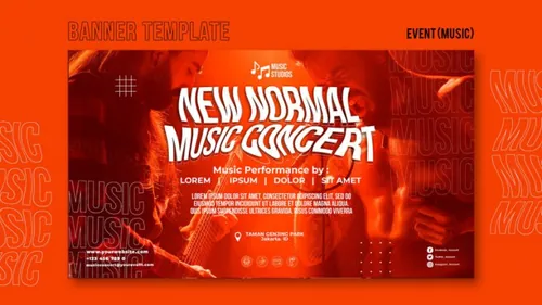 摇滚重金属音乐会演唱会活动宣传海报PSD模板 New normal music posts template