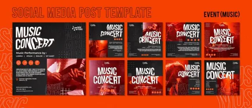 摇滚重金属音乐会演唱会活动宣传海报PSD模板 New normal music posts template