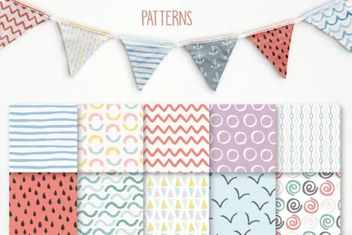 可爱海洋生物主题手绘插画设计素材 Cute-Sea-Coll