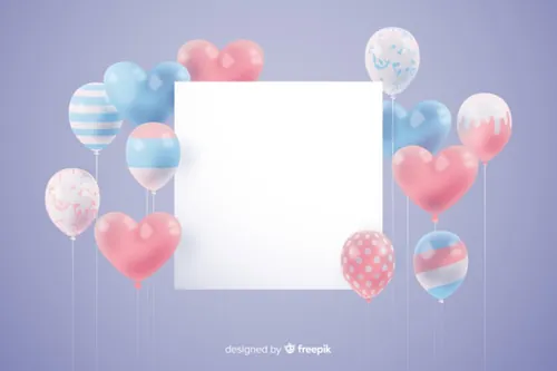 高清可爱卡通创意彩色气球儿童生日快乐设计素材背景海报矢量图片