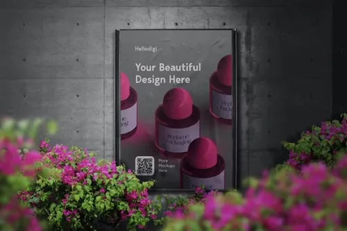 户外皱巴巴的宣传单海报广告设计贴图展示样机PSD模板 Wal