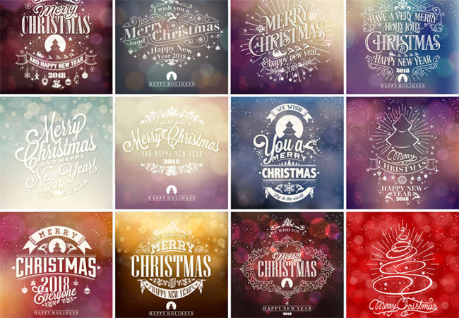 圣诞节新年矢量艺术字 Christmas Happy New Year