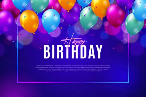 高清可爱卡通创意彩色气球儿童生日快乐设计素材背景海报矢量图片