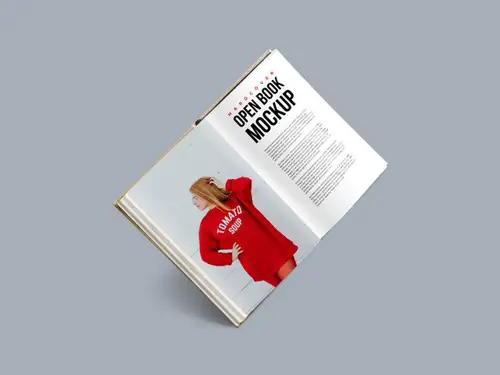 透视精装书模型PSD贴图模板Hardcover Open Book PSD Mockup