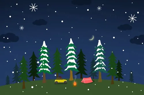 冬季冬天雪地圣诞新年风景矢量背景元素插图素材