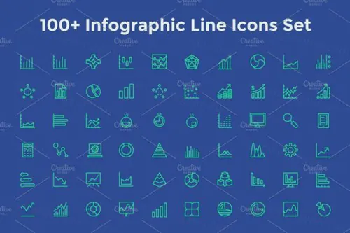 数据矢量图标 100  Infographic Line Icons Set