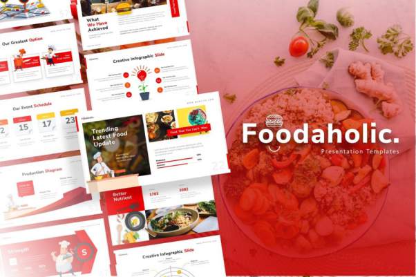 时尚高端专业的烹饪美食主题powerpoint幻灯片演示模板