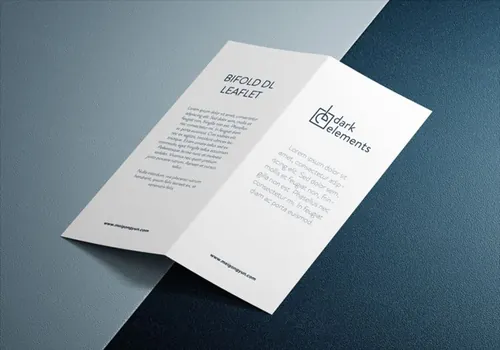 透视折页模型PSD贴图模板Dark Elements / Bifold DL leaflet mockup