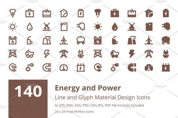能源和动力材料图标 140 Energy and Power Material