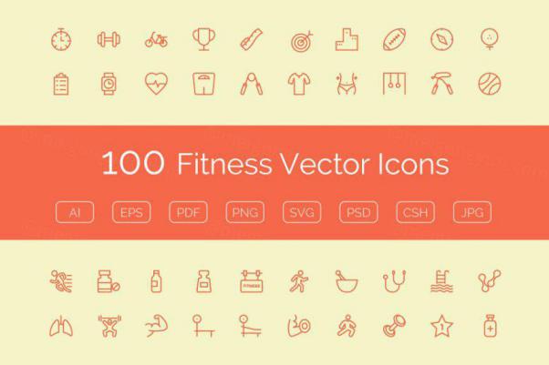 健身矢量图标 100 Fitness Vector Icons