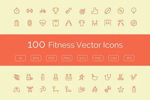 健身矢量图标 100 Fitness Vector Icons