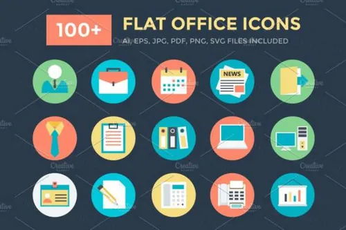 办公室矢量图标 100  Flat Office Icons