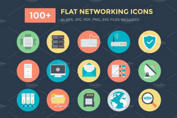 网络矢量图标 100  Flat Networking Vector Icons