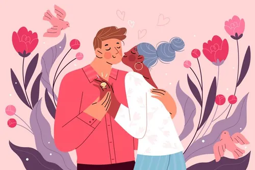 高端扁平化情人节七夕求婚爱情专题人物插画设计素材 Propo