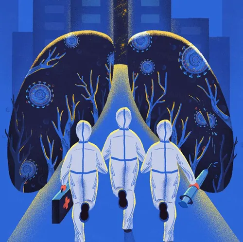 新型冠状病毒细菌病毒肺炎插画JPG