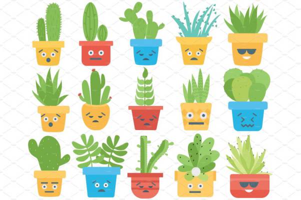 仙人掌矢量图标 Cactus and Succulents Vectors Em