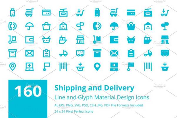 物流运输矢量图标 160 Shipping and Delivery Icons