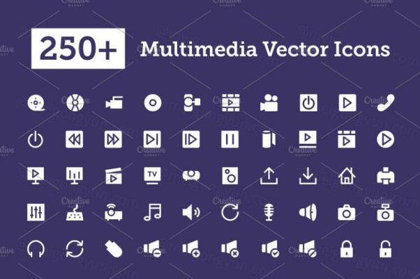 多媒体矢量图标 250  Multimedia Vector Icons