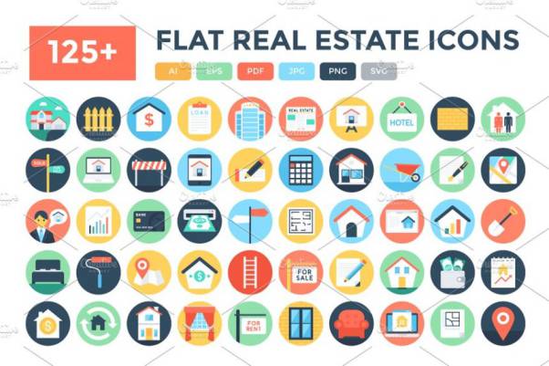 扁平化房地产图标 125  Flat Real Estate Icons