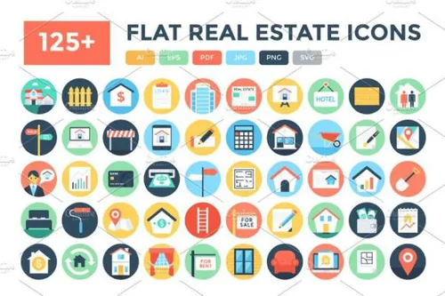扁平化房地产图标 125  Flat Real Estate Icons