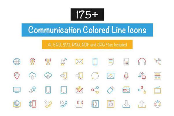 通讯彩线图标 175  Communication Colored Line I