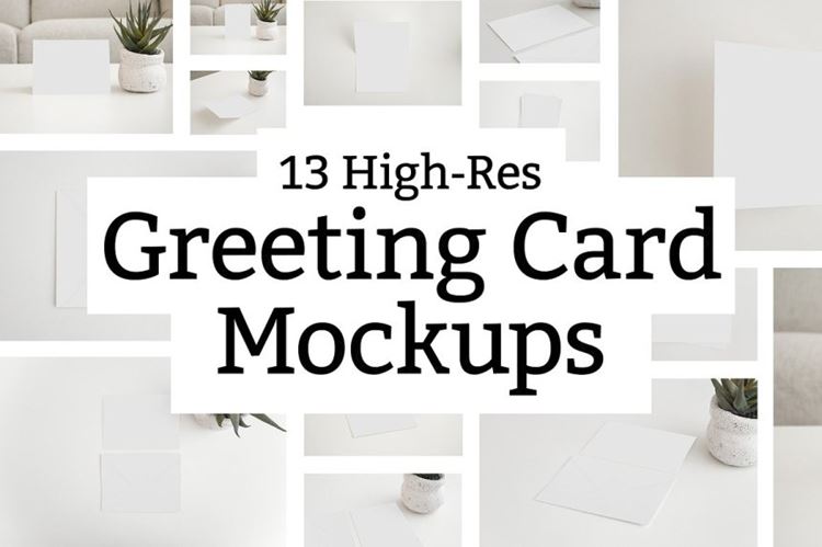 13个现代简约风格贺卡样机 13 Greeting Card Mockups
