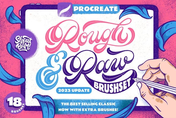 高质量做旧艺术手工触感粗糙边缘颗粒感纹理笔刷iPad素材 R