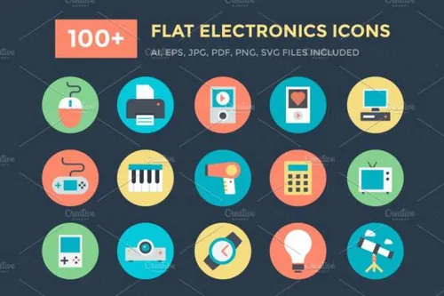 电子设备图标 100  Flat Electronics Icons