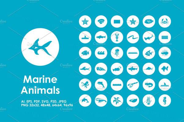 海洋动物图标 Marine Animals icons