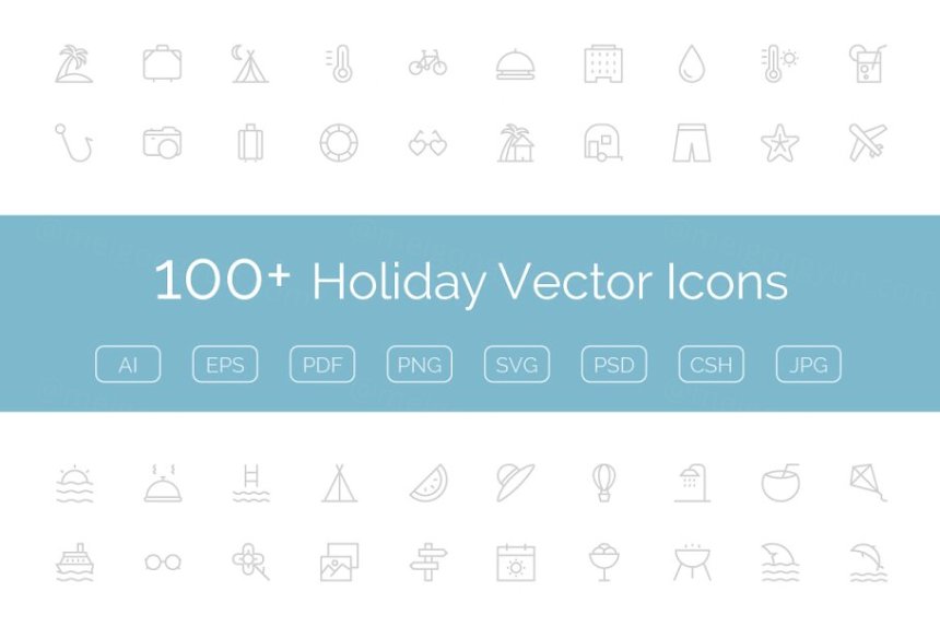 度假矢量图标 100  Holiday Vector Icons