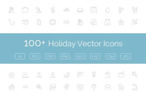 度假矢量图标 100  Holiday Vector Icons