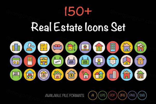 房地产图标 150  Real Estate Icons Set