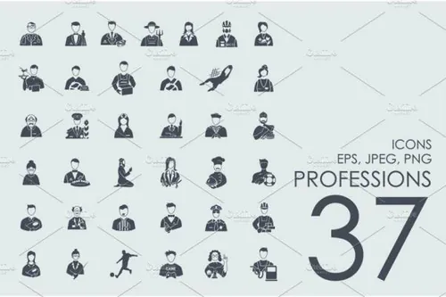 职业矢量图标集 37 professions icons