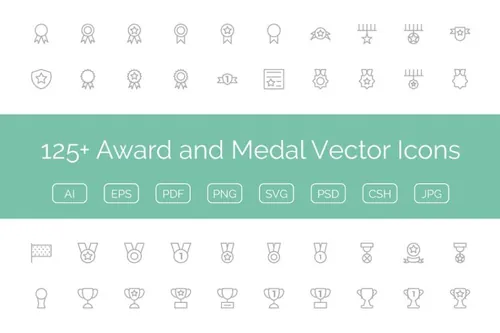 奖励和奖牌矢量图标 125  Award and Medal Vector Ic