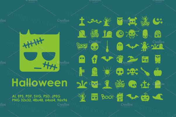 万圣节矢量图标 49 Halloween simple icons