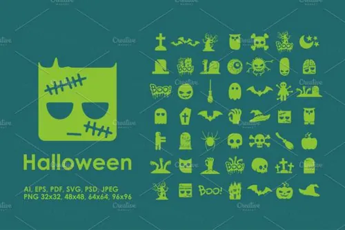 万圣节矢量图标 49 Halloween simple icons