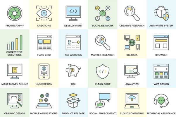 SEO和开发矢量图标 Seo and Development