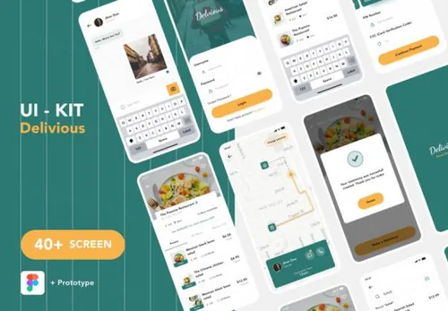 食品外卖送餐移动APP界面设计 Delivious - Food De